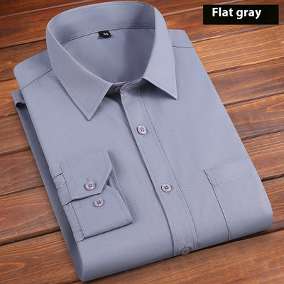 Camisa de Negocio Hombre Suelta sin Planchado - Color Sólido - Image 11