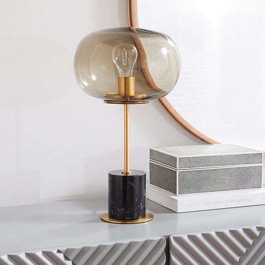 Lámpara de Mesa Minimalista Nórdica con Esfera de Cristal y Mármol