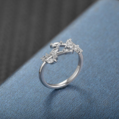 Anillo Elegante de Hoja con Circón - Estilo Japonés y Coreano - Image 5