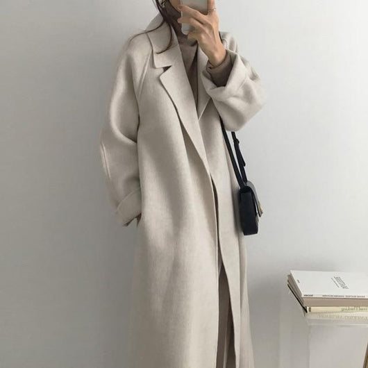 Abrigo de Lana Reversible Holgado y Cómodo