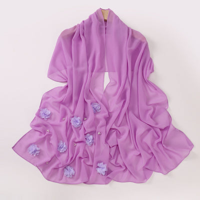 Pañuelo Artesanal de Gasa Perlada con Flores Bordadas y Cuentas - Image 10