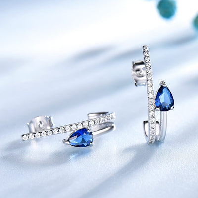 Aretes de Plata Esterlina con Zafiro Azul - Diseño Elegante - Image 3