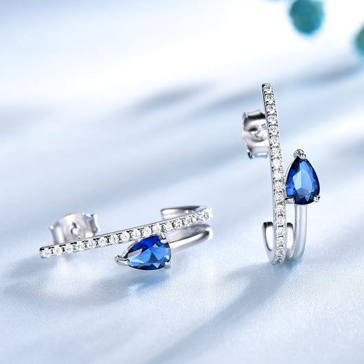 Aretes de Plata Esterlina con Zafiro Azul - Diseño Elegante - Image 3