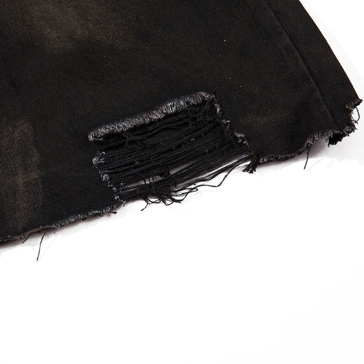 Shorts Denim Vintage Desgastado para Hombre con Efecto Spray - Image 4