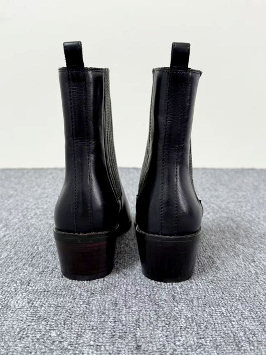 Botas Retro de Tacón Cuadrado y Punta Cuadrada en Cuero Mate para Mujer - Image 23