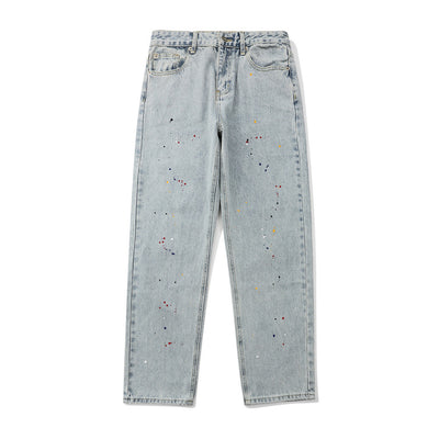 Jeans Holgados Rectos Hip-hop con Efecto Tinta Salpicada Estilo Japonés - Image 9