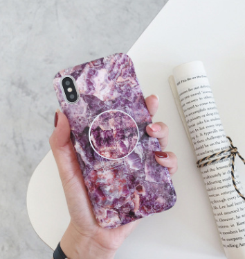 Funda iPhone Mármol Floral Retro con Soporte Telescópico