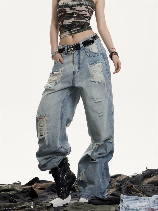 Jeans Vintage Rotos Cintura Alta Mujer Efecto Desgastado - Image 10