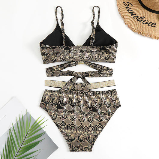 Bikini Bronceador de Cintura Alta con Abertura Lateral Estilo Europeo - Image 9