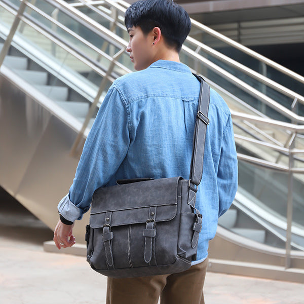 Bolso Bandolera de Cuero PU Retro para Hombre - Estilo Casual Trendy