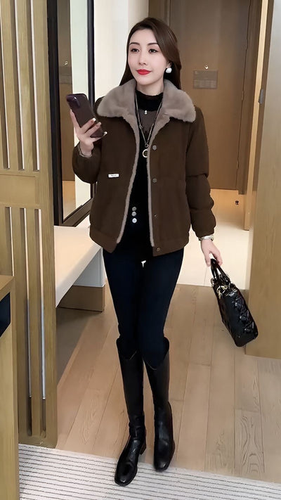 Chaqueta de Pana Suelta con Forro Polar Cálido para Mujer - Image 11