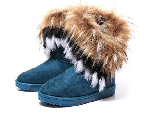Botas de Invierno para Mujer con Pelaje de Zorro y Conejo - Calidez Premium