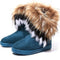 Botas de Inverno Femininas com Pele de Raposa e Coelho - Calor Premium