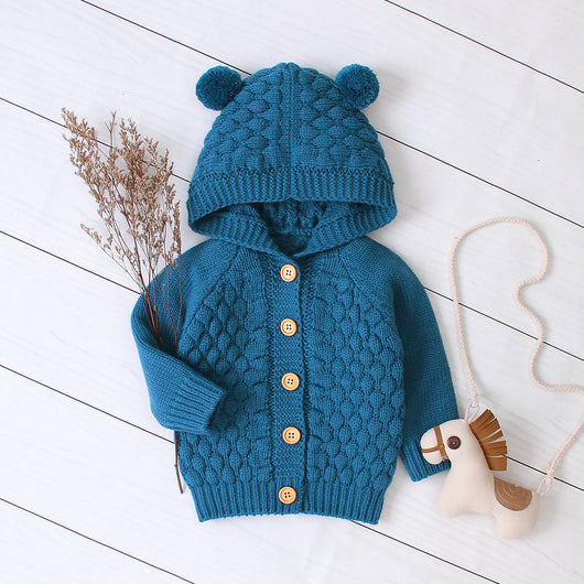 Chaqueta Tejida con Capucha y Bolitas de Lana - Image 7