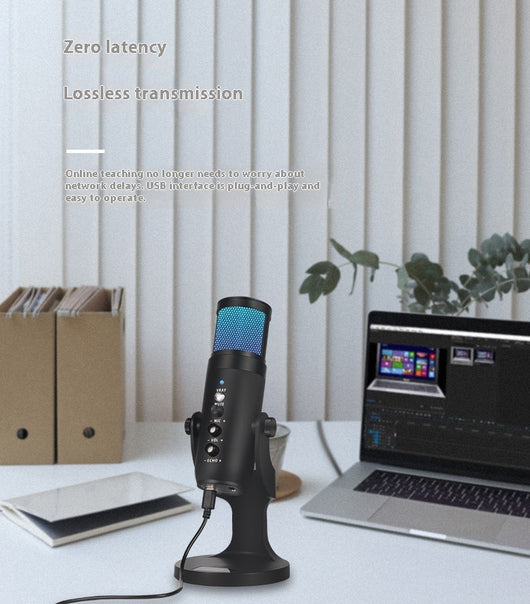 Micrófono Condensador USB con Luz Ambiental RGB Respirable - Image 7