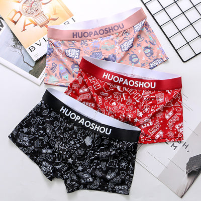 Calzoncillos Boxer Estampados de Seda Helada Transpirable