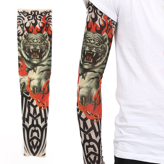 Mangas de Seda de Hielo para Brazo con Diseño de Tatuaje Floral y Protección Solar para Hombre - Image 2