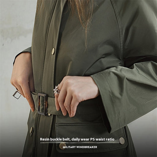Abrigo Trench Oversize Verde Oliva con Bolsillos - Image 2