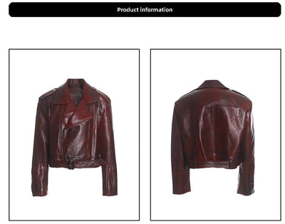 Chaqueta de Cuero Motociclista para Mujer con Cuello Alto - Image 8