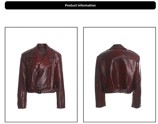 Chaqueta de Cuero Motociclista para Mujer con Cuello Alto - Image 8
