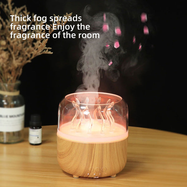 Luz Ambiental Medusa Dinámica con Patrón de Madera y Rotación
