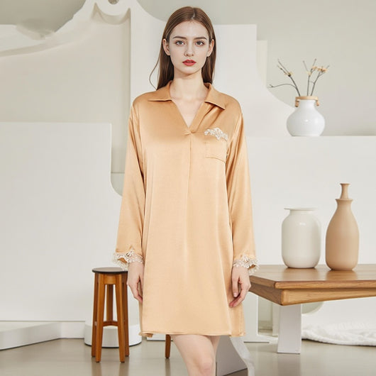 Camisón de Seda Mulberry para Mujer - Pijama Holgado y Fresco - Image 4