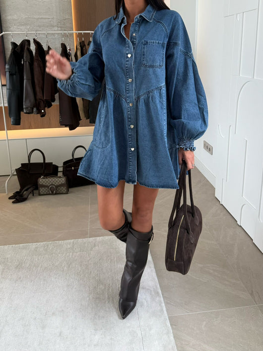 Vestido Camisero Denim Manga Larga - Image 13