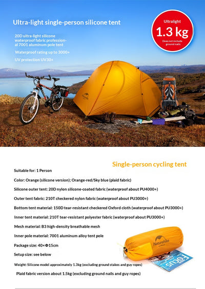 Tienda de Campaña Ultraligera Solo para Senderismo, Ciclismo y Aventuras - Image 6
