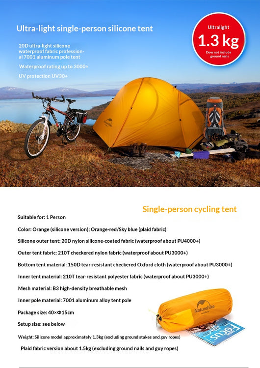 Tienda de Campaña Ultraligera Solo para Senderismo, Ciclismo y Aventuras - Image 6