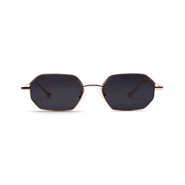 Vintage octagonal sunglasses with a gold metal frame and dark lenses, offering UV400 protection. - Image 12