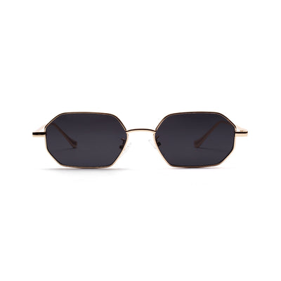 Vintage octagonal sunglasses with a gold metal frame and dark lenses, offering UV400 protection. - Image 12