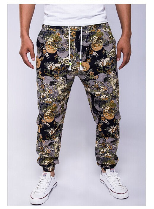 Pantalones Casuales de Algodón y Cáñamo con Estampado Étnico - Image 5