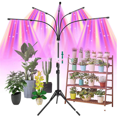 Lámpara de Cultivo LED con Tripié Telescópico de 5 Cabezales y Control Remoto - Image 2