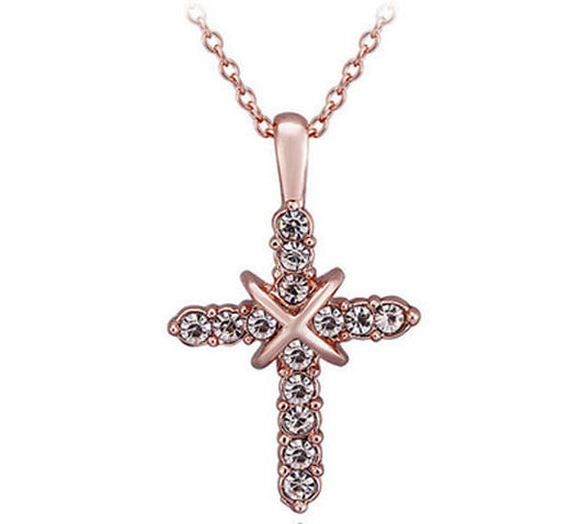 Cadena de Clavícula con Cruz de Jesús Tachonada - Image 8