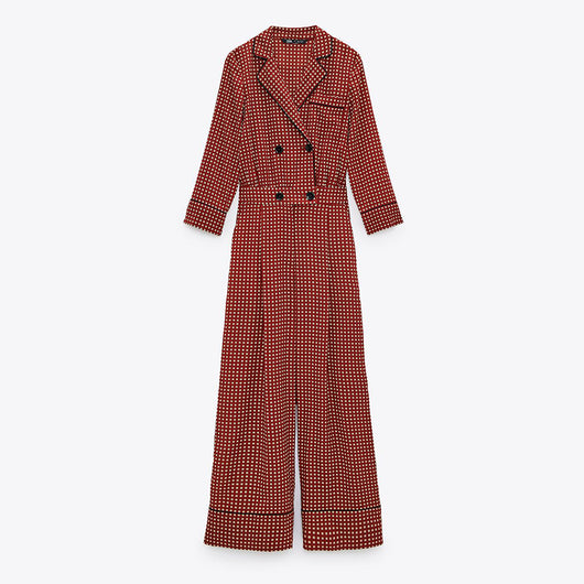 Jumpsuit Estilo Occidental Doble Botonadura con Estampado - Image 2