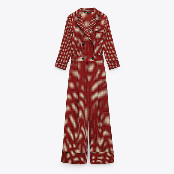 Jumpsuit Estilo Occidental Doble Botonadura con Estampado