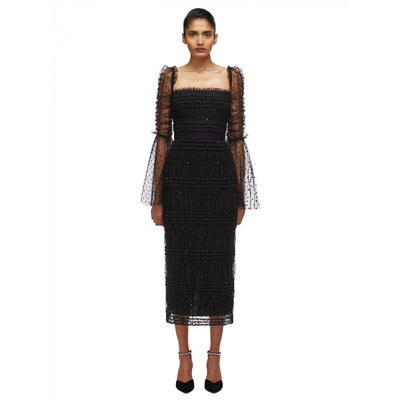 Vestido Elegante Femenino Lunares Malla Chifón - Image 14