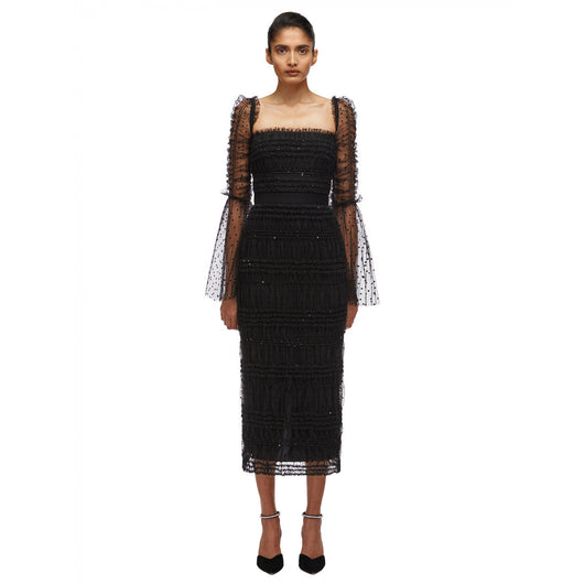 Vestido Elegante Femenino Lunares Malla Chifón - Image 14