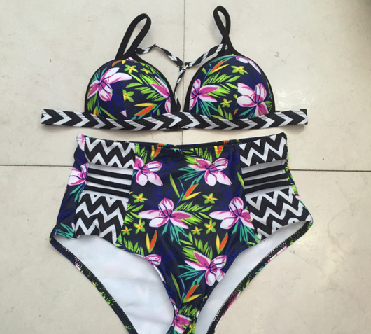 Bikini de Cintura Alta Estampado Multicolor - Traje de Baño Sexy para Mujer - Image 11