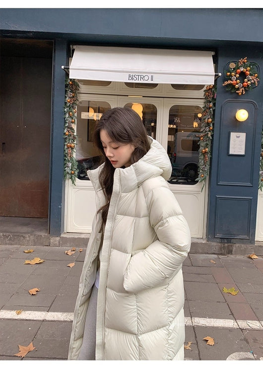 Abrigo Puffer Acolchado Suelto Estilo Coreano Largo a la Rodilla para Mujer - Image 10