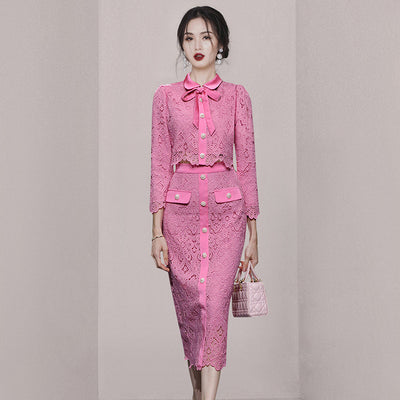 Conjunto Elegante de Encaje: Top Calado y Falda Cintura Alta - Dopamina Fashion - Image 3