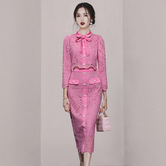 Conjunto Elegante de Encaje: Top Calado y Falda Cintura Alta - Dopamina Fashion - Image 3