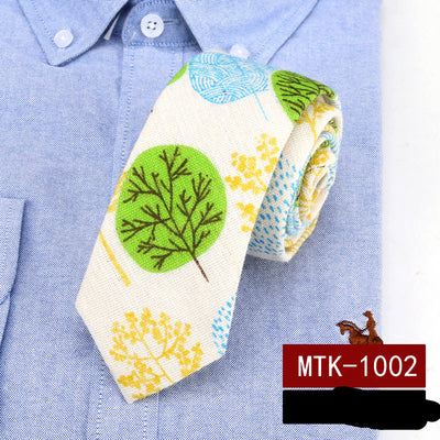 Corbata Casual de Algodón y Lino con Estampado Infantil - Image 7