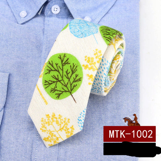 Corbata Casual de Algodón y Lino con Estampado Infantil - Image 7