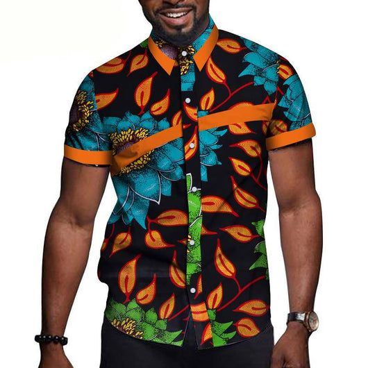 Camisa Bazin Riche de manga corta para hombre - Image 3