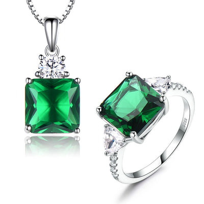 Anillo Colgante de Plata Esterlina con Esmeralda Nano