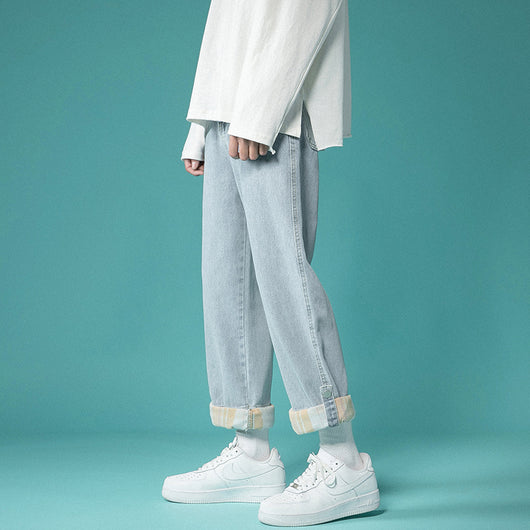 Jeans Rectos Holgados de 9 Puntos Estilo Coreano Tendencia - Image 11