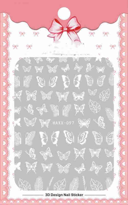 Calcomanías de Uñas Mariposa Negra con Flores Blancas - Adhesivas para Manicura - Image 8