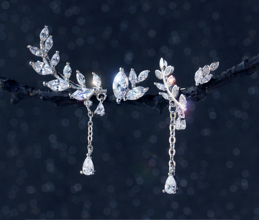 Aretes Asimétricos de Plata 925 Estilo Coreano para Mujer - Image 2