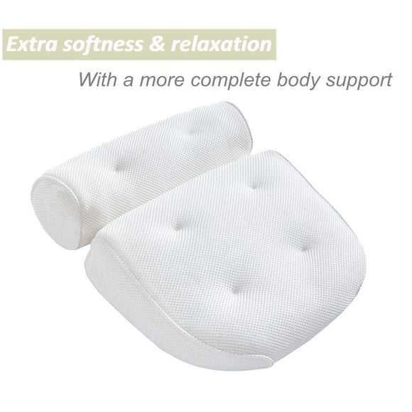 Almohada de Baño con 6 Ventosas y Malla 3D